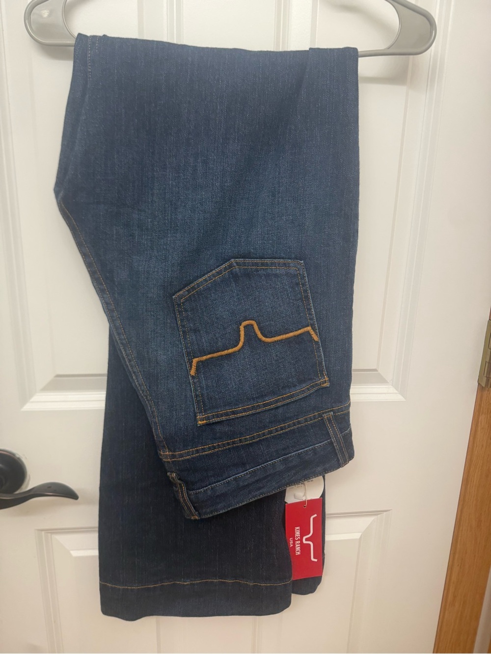 Woman’s Jennifer Kimes Ranch Dark Blue Denim Jeans with Contrast Stitching